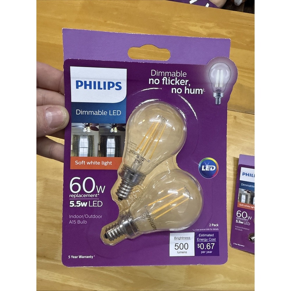 4 Philips 60w Equivalent A15 Fan Light Bulb DIMMABLE Daylight LED Indoor Outdoor